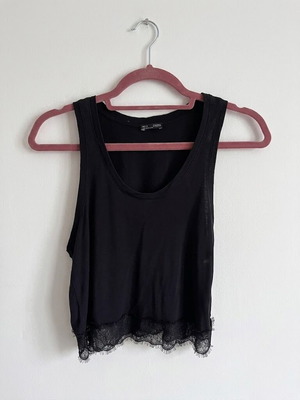 Zara black sleeveless top with lace, like new, size M