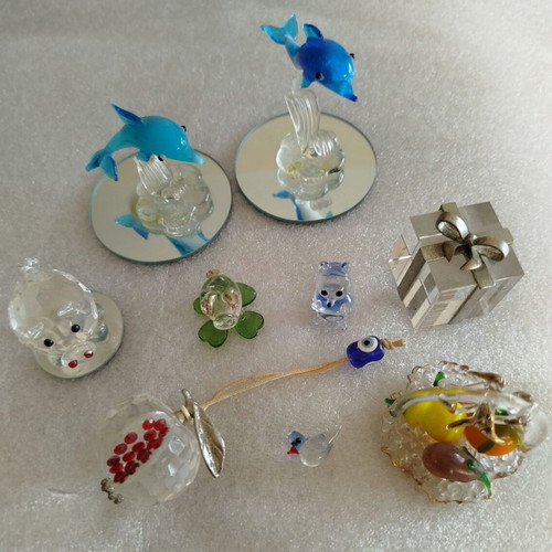 Glass decorations like new for display, set