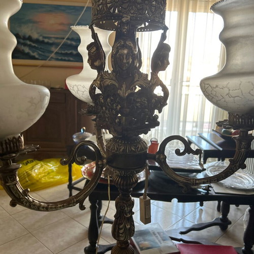 Vintage brass floor lamp used, European style 1950s-70s