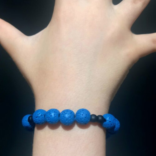 Children's bracelet with blue volcanic lava stones, VÅM Téchne