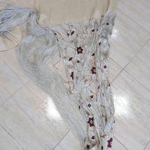 Italian net curtain 1.50x3.00 gold beige new