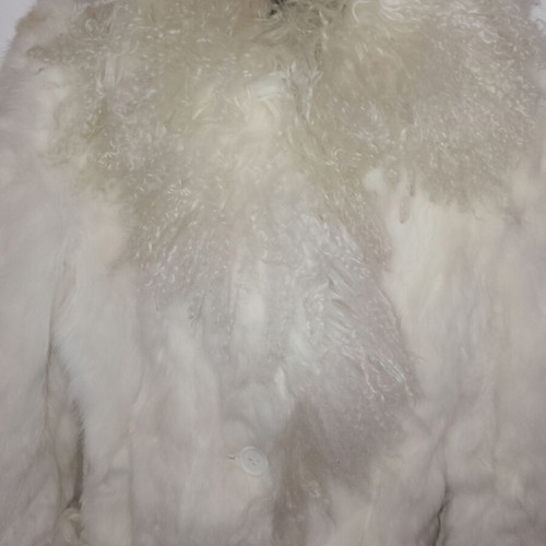 Beige mid-length Lynne fur jacket size small like new