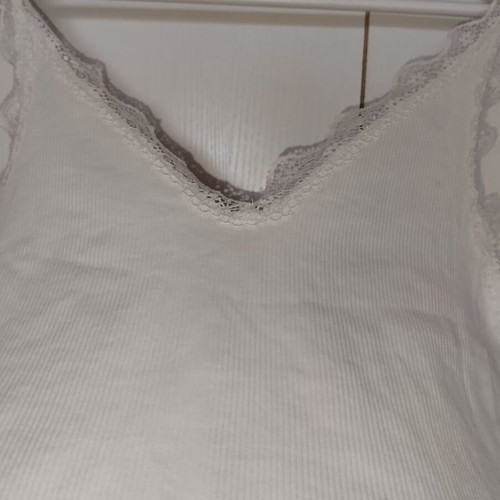 Blouse with straps and lace white medium large Pull & Bear new