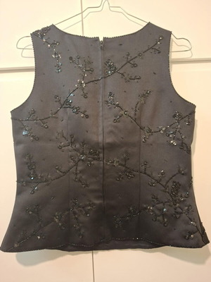 Zola Evening Black Satin Blouse Bustier like new with sequins, Size 8