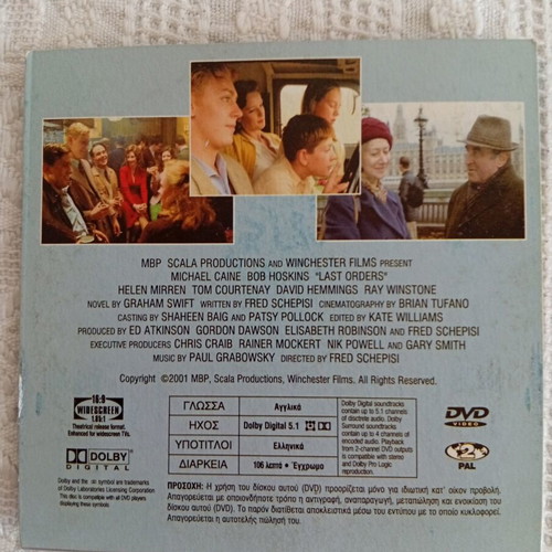Last Orders DVD like new, drama with Greek subtitles