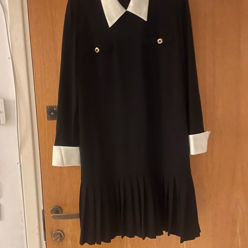 Luisa Spagnoli wool silk dress white-black like new, size 44 large