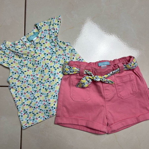 Obaibi set for 6-month-old girl like new, blouse and pink shorts