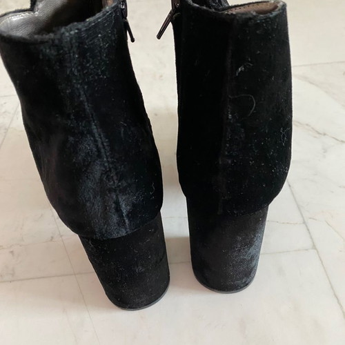 Mango black velvet ankle boots used, size 39, 10 cm heel
