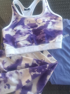 Body Move sports set 3 pieces like new, size 10-12 years, purple tie-dye