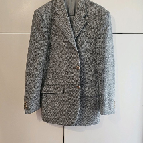 Cerruti wool blazer used, gray, herringbone pattern, size M