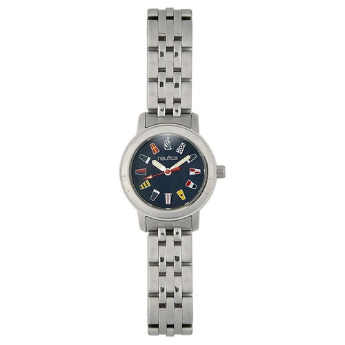 Nautica women's quartz watch with blue dial and stainless steel bracelet used