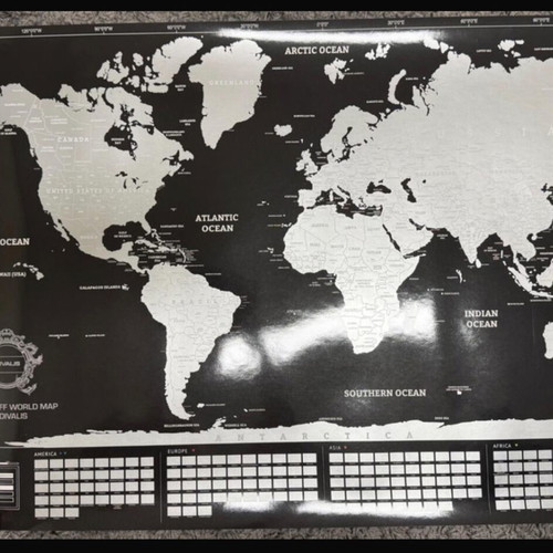 Scratch Off World Map Divalis Black & Silver, new