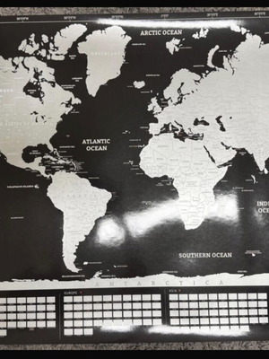 Scratch Off World Map Divalis Black & Silver, new