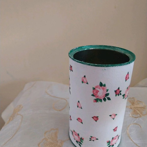 Decorated decoupage pen or brush holder new
