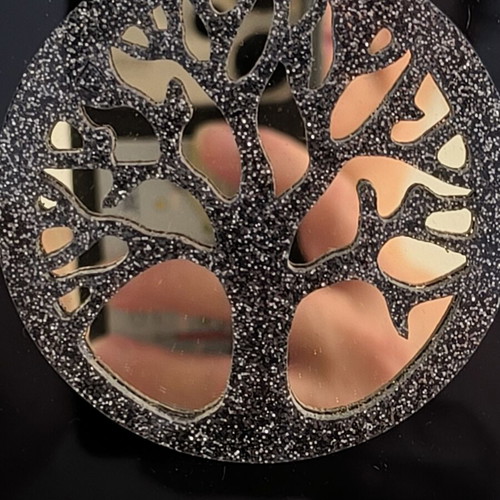Decorative ornament with love and blessing, wood and acrylic