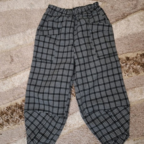 Panteloni-salvari like new one size checkered grey black, thick, 98% cotton