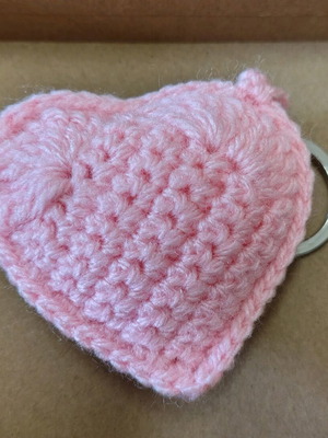 Knitted heart keychain new handmade with crochet