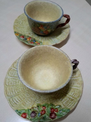 Italian handmade ceramic cups set of 2 new