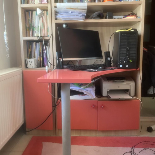 Children's bedroom set used with wardrobe, beds, desk, and drawers