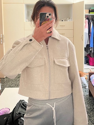 Bershka Cropped Jacket Beige Size S Like New