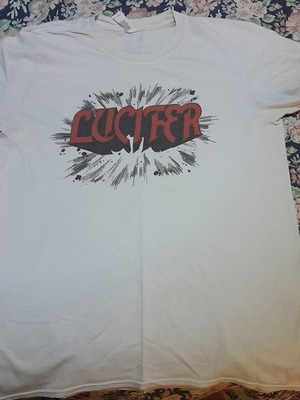 Lucifer band t-shirt used official merchandise, size S, white and red