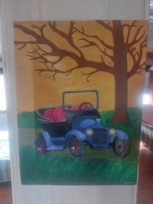 Vintage Car oil painting on canvas like new