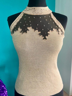Vintage gold sleeveless blouse with beads like new