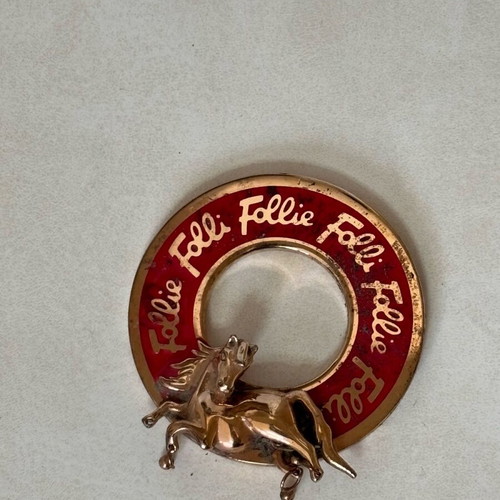 Folli Follie horse brooch used, pink and gold