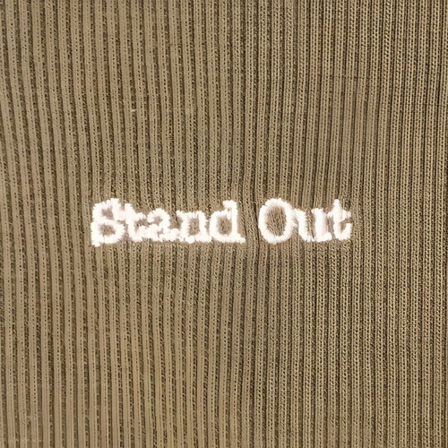 T-shirt ribbed with embroidered phrase used, Bershka green