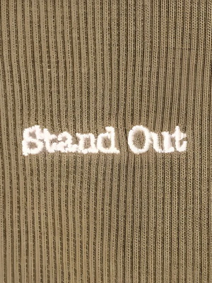 T-shirt ribbed with embroidered phrase used, Bershka green