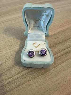 Silver Stud Earrings with Amethyst Stone like new