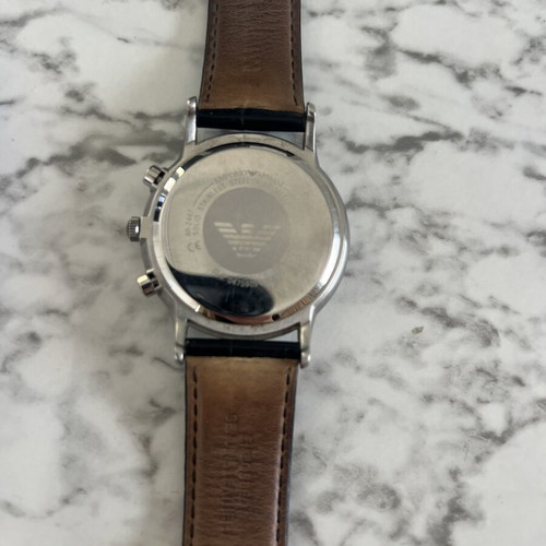 Emporio Armani watch 43mm with black leather strap like new unisex