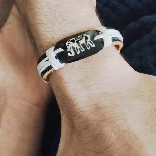 Nomination unisex summer bracelet like new, leather with bone detail