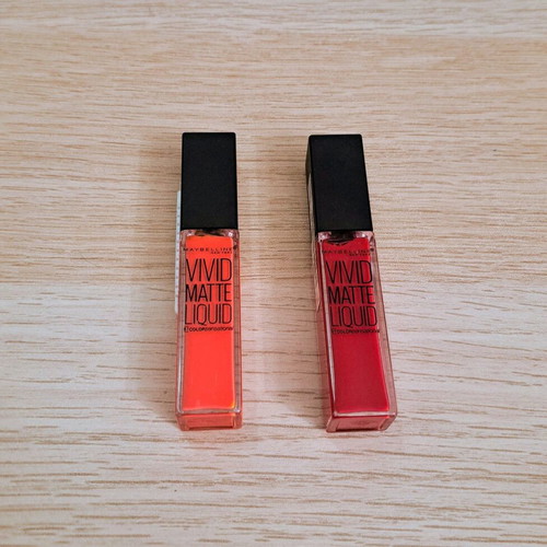 Maybelline Vivid Matte Liquid 2 pieces new in coral courage 20 & fuchsia ecstasy 30 shades