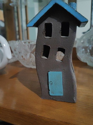 Handmade ceramic decorative house with tealight holder