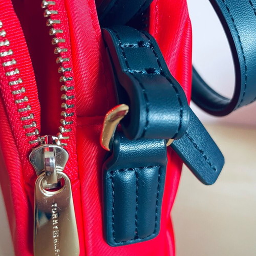 Tommy Hilfiger crossbody bag, red with blue leather strap
