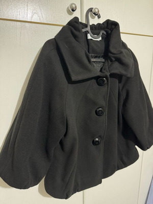 Women's wool crop coat 3/4 sleeve like new, black