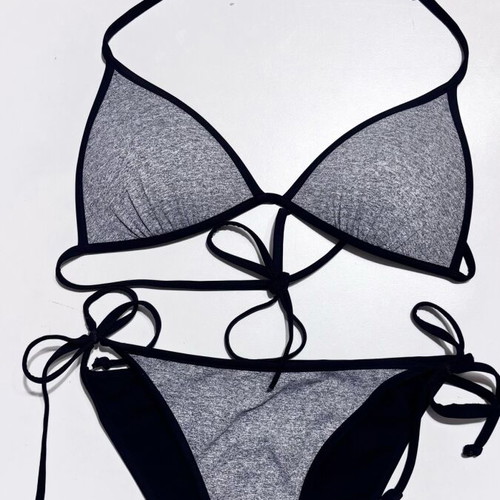 H&M swimsuit used, size 36, gray thick cotton with black trim