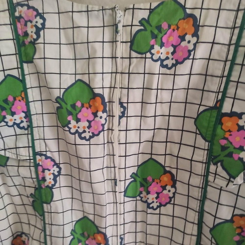 Handmade dress by Greek designer like new, white multicolor, size XS