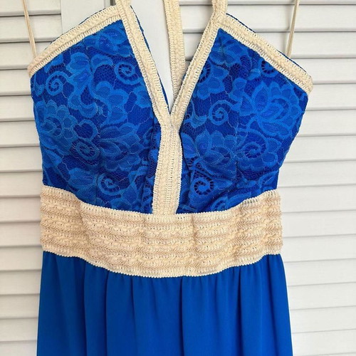 Long blue roua dress new, size S