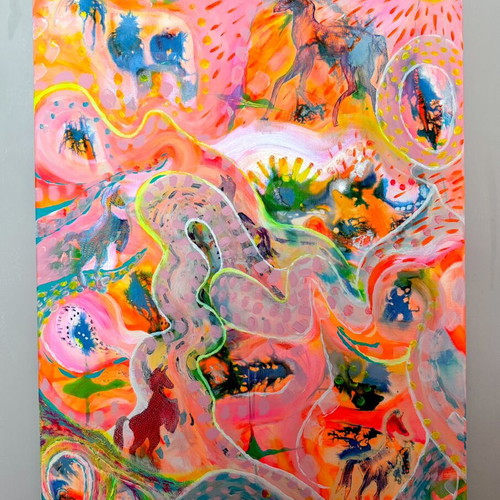 Original artwork painting mixed media on canvas 60x80 cm new