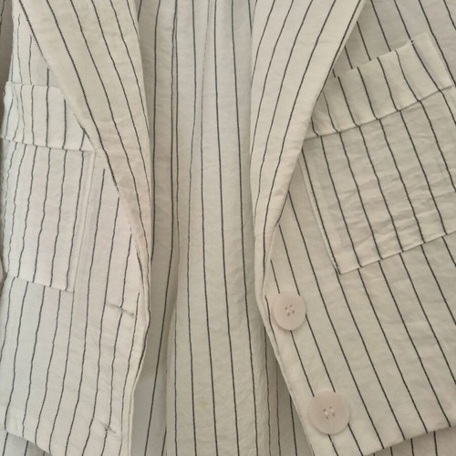 Summer suit S striped like new, white