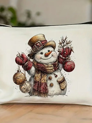 Christmas makeup bag happy Snowman new