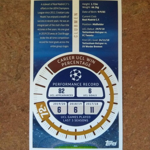 Luka Modric XXL card Topps UEFA Champions League 2020-2021 new