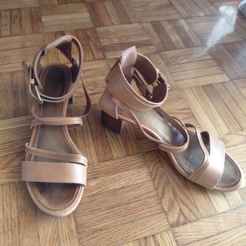 Massimo Dutti leather sandals used, tan color, size 39