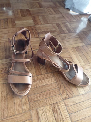 Massimo Dutti leather sandals used, tan color, size 39