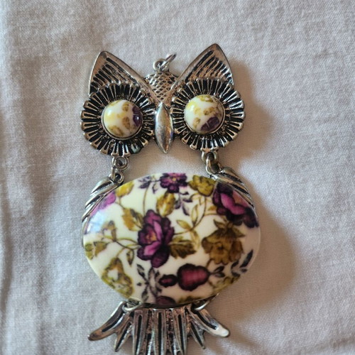 Boho owl long necklace used with second owl gift