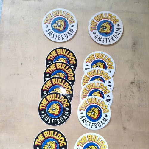 The Bulldog Amsterdam sticker set 10 pieces and 2 coasters new