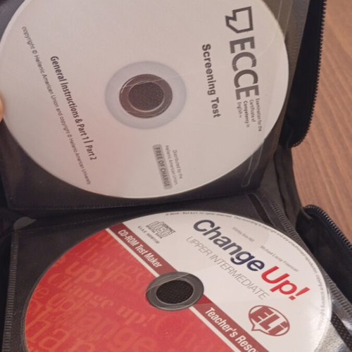 Case with used CDs for English lessons and tests, over 15 included
