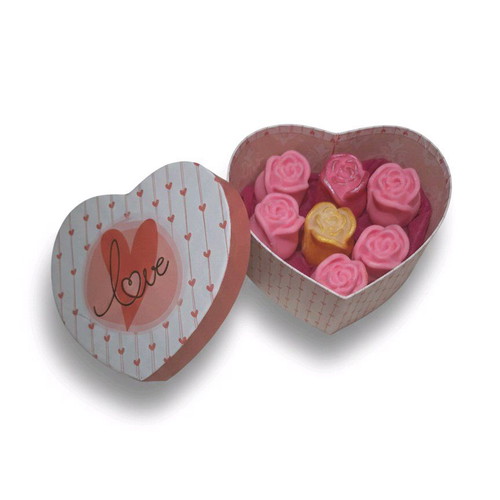 Love Heart-Shaped Box with Handmade Rose Soaps new